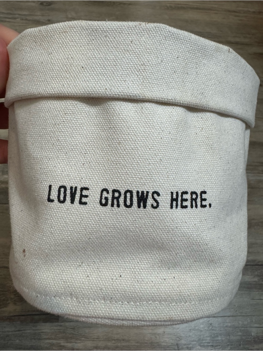 Sugarboo & Co. 'Love Grows Here' Neutral Canvas Plant/Storage Container Cream